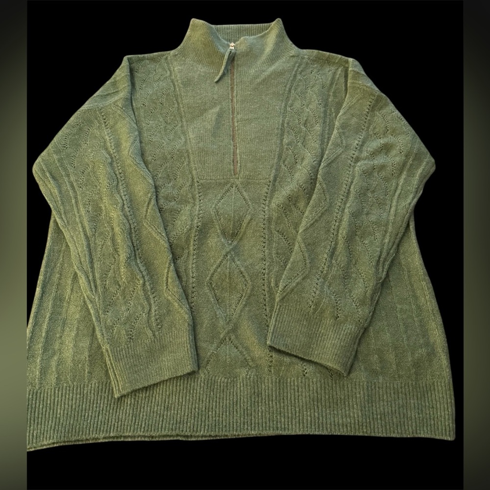 Talbots Green 3/4 Zip Knit Sweater